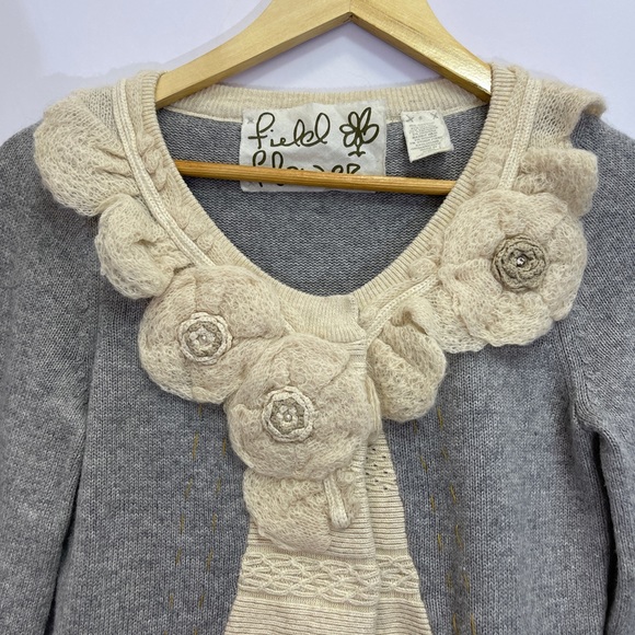 Anthropologie Field Flower Cardigan gray/ivory - Picture 3 of 5